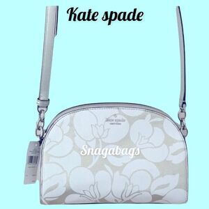 KATE SPADE NWT TORI LARCHMONT AVE BREEZY FLORAL WHITE/SILVER CROSSBODY BAG